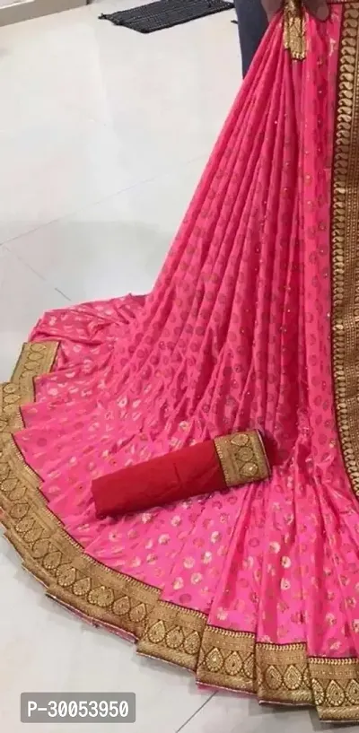 Stylish Pink Lycra Saree with Blouse piece For Women-thumb0