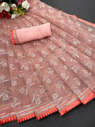 Glamorous Organza Saree with Blouse piece 