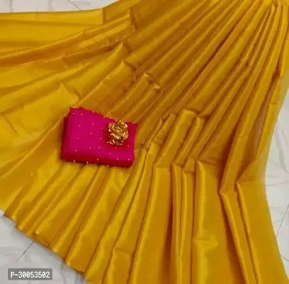 Stylish Yellow Lycra Saree with Blouse piece For Women-thumb0