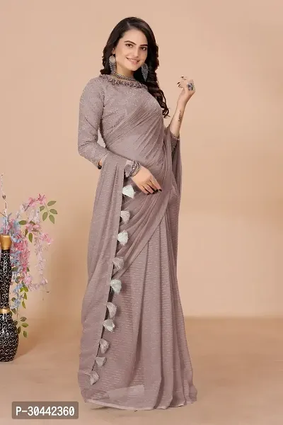 Stylish Coffee Georgette Saree with Blouse piece For Women-thumb0