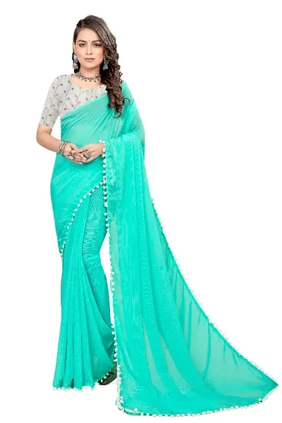 Georgette Embellished Sarees with Blouse Piece