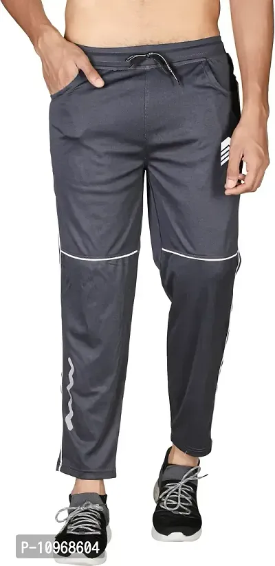 Stylish Fancy Lycra Blend Regular Track Pants For Men-thumb0