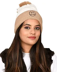 GuSo Shopee Fancy Beautifully wooven Expandable Very Soft Beanie Winter Hat Slouchy Warm Snow Knit Skull Woolen Cap for Women Imported Velevt Cum Woolen hat-thumb3