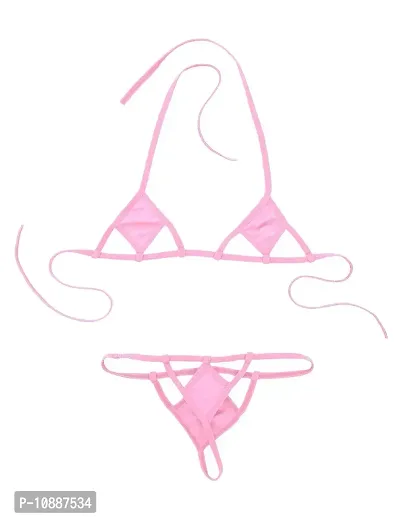 GuSo Women Babydoll Nightwear Lingerie Swimwear Beachwear Hot Sheer Honeymoon Lingerie with Thong Pink