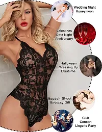 GuSo Shopee Women Babydoll Sexy Wedding Secret Nightwear Lingerie Swimming Party Swimwear Beachwear Sheer Honeymoon Valentine Special Night Wedding Lingerie Babydoll for Women Lace Free Size Black-thumb3