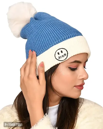 GuSo Shopee Fancy Beautifully wooven Expandable Very Soft Beanie Winter Hat Slouchy Warm Snow Knit Skull Woolen Cap for Women Imported Velevt Cum Woolen hat