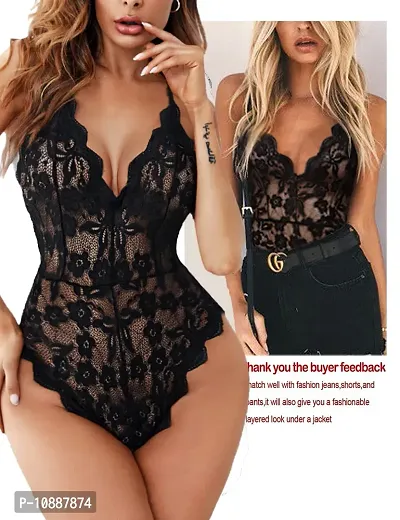 GuSo Shopee Women Babydoll Sexy Wedding Secret Nightwear Lingerie Swimming Party Swimwear Beachwear Sheer Honeymoon Valentine Special Night Wedding Lingerie Babydoll for Women Lace Free Size Black-thumb3