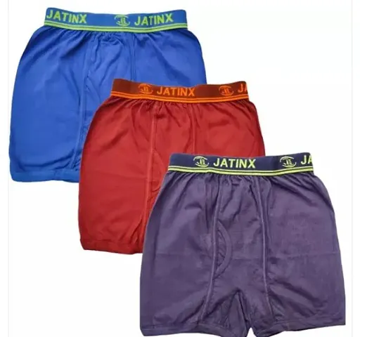 Stylish Multicolored Cotton Blend Solid Trunks For Men Pack Of 3
