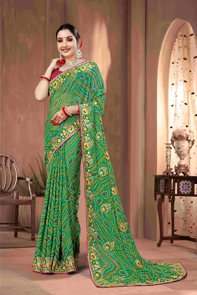 Trendy Georgette Sarees With Blouse Piece