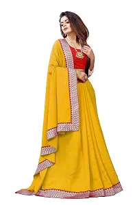 Razzle Women's Diamond Work Vichitra Silk LightWeight Casual Wear Lace Border saree with Unstitched Blouse Piece (K-F-1044_Yellow)-thumb3