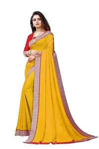 Razzle Women's Diamond Work Vichitra Silk LightWeight Casual Wear Lace Border saree with Unstitched Blouse Piece (K-F-1044_Yellow)-thumb2