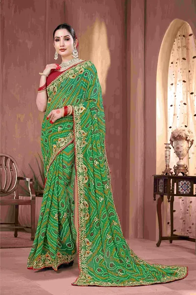 Trendy Georgette Sarees With Blouse Piece