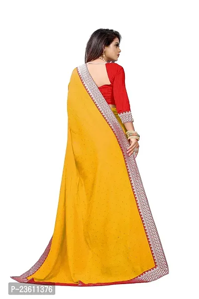 Razzle Women's Diamond Work Vichitra Silk LightWeight Casual Wear Lace Border saree with Unstitched Blouse Piece (K-F-1044_Yellow)-thumb5