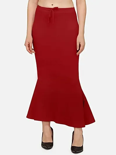 Reliable Red Polyester Blend Solid Stitched Patticoats For Women