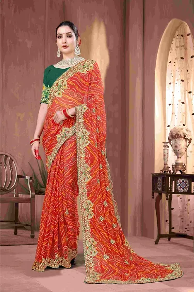 Trendy Georgette Sarees With Blouse Piece