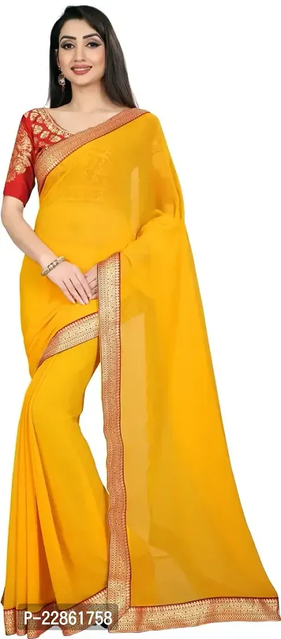 Stylish Chiffon Saree with Blouse piece For Women-thumb0