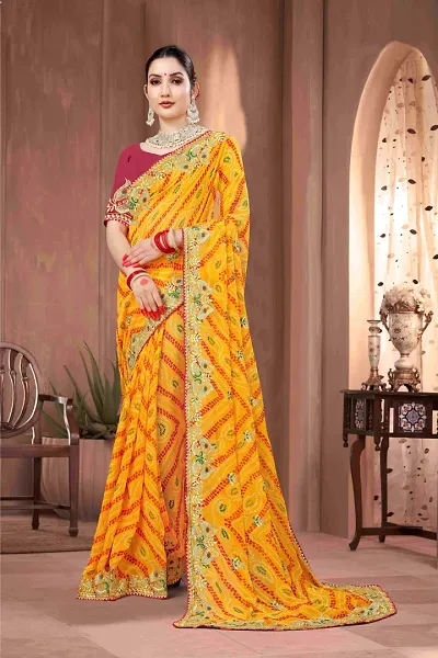 Trendy Georgette Sarees With Blouse Piece