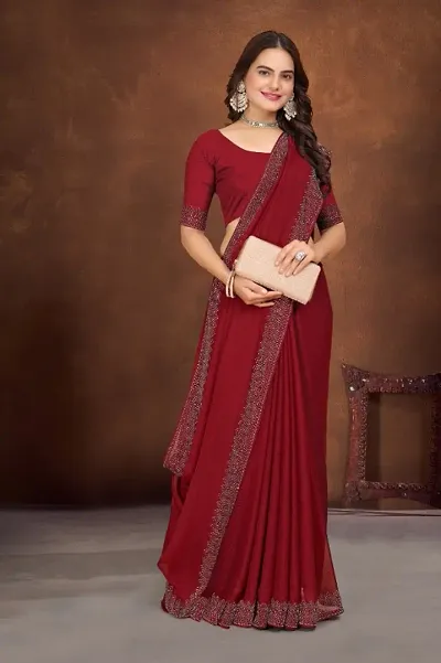 Trendy Georgette Embellished Sarees With Blouse Piece