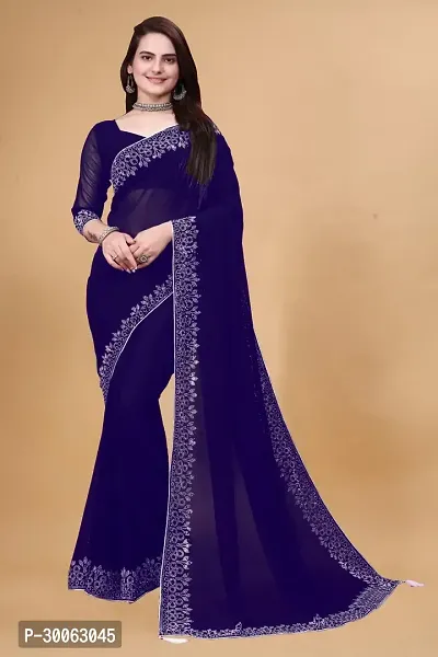 Trendy Georgette Embellished Sarees With Blouse Piece-thumb0