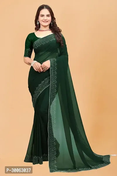 Trendy Georgette Embellished Sarees With Blouse Piece-thumb0