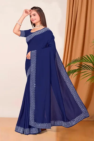 Trending Art Silk Saree with Blouse piece 