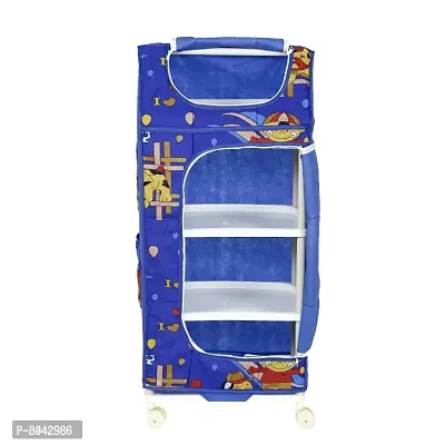 NHR Multipurpose Foldable Premium Plastic Baby Kids Almirah, Wardrobe, Cupboard, Clothes Storage, Organizer, Toy Box for Living Room  Bedroom (4 Shelf, Blue)-thumb2