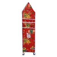NHR Multipurpose premium Baby Kids Almirah Wardrobe Cupboard Clothes Storage Organizer Toy Box for Living Room Bedroom (5 Shelf, Red)-thumb4