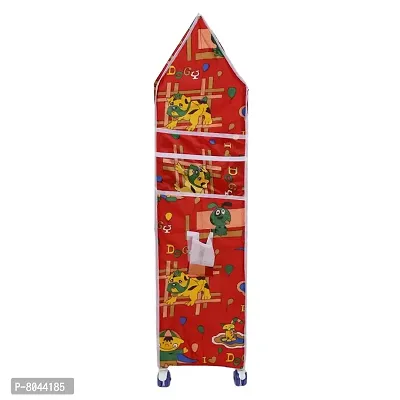 NHR Multipurpose premium Baby Kids Almirah Wardrobe Cupboard Clothes Storage Organizer Toy Box for Living Room Bedroom (5 Shelf, Red)-thumb5