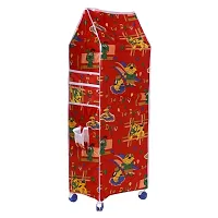 NHR Multipurpose premium Baby Kids Almirah Wardrobe Cupboard Clothes Storage Organizer Toy Box for Living Room Bedroom (5 Shelf, Red)-thumb1