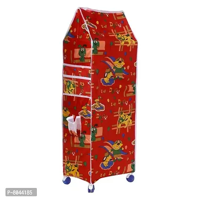 NHR Multipurpose premium Baby Kids Almirah Wardrobe Cupboard Clothes Storage Organizer Toy Box for Living Room Bedroom (5 Shelf, Red)-thumb2