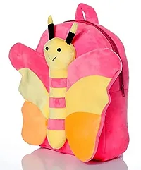 JcmSoft Plush Fabric Butterfly School Bag for Baby Boys and Girls (Pink)-thumb1