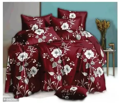 Classy Glace Cotton Printed Double Bedsheet with Pillow Covers