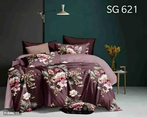 Classic Glace Cotton Printed Double Bedsheet with Pillow Covers