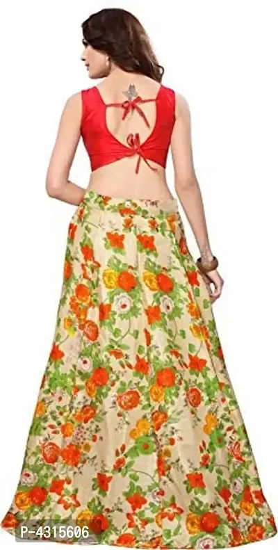 Ramcrupa Creation Women's Banglory Satin Silk Floral Print Lehengha Choli(Free Size)-thumb2