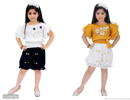 Stylish Girls Cotton Top with Bottom Set Pack of 2