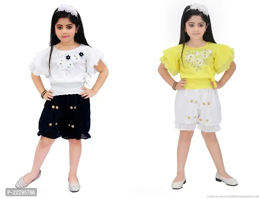 Stylish Girls Cotton Top with Bottom Set Pack of 2