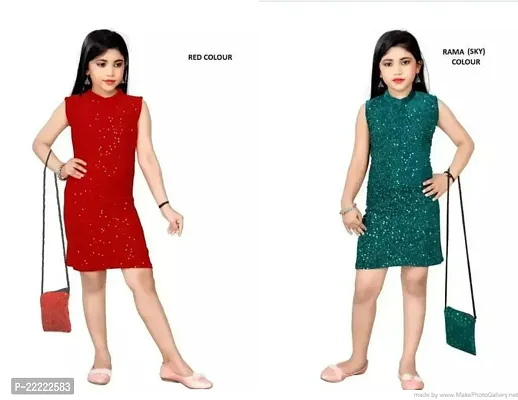 Stylish Cotton A-Line Dress For Girl Pack Of 2