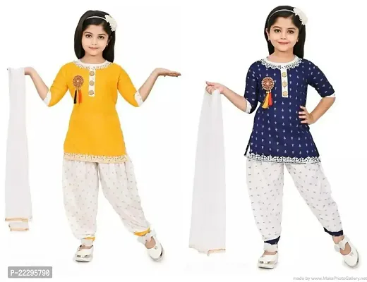 Stylish Girls Cotton Top with Bottom Set Pack of 2