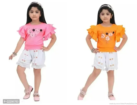 Stylish Girls Cotton Top with Bottom Set Pack of 2-thumb0