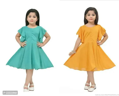 Stylish Cotton Frocks For Girl Pack Of 2-thumb0
