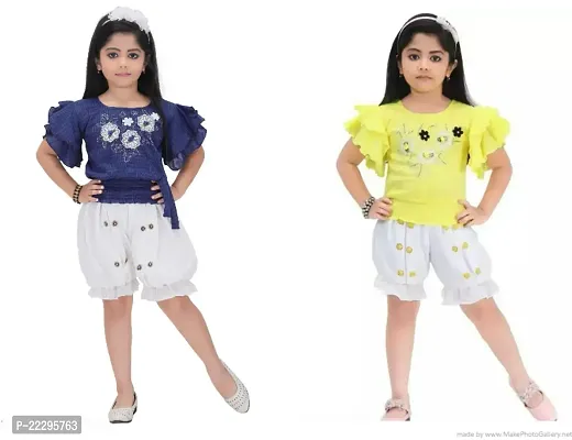 Stylish Girls Cotton Top with Bottom Set Pack of 2