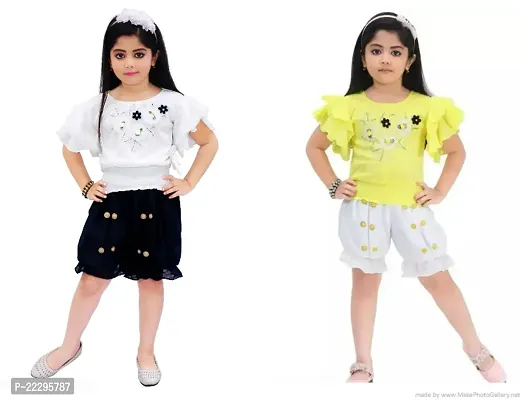 Stylish Girls Cotton Top with Bottom Set Pack of 2-thumb0