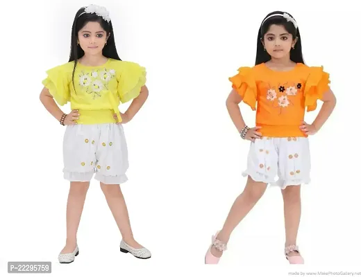 Stylish Girls Cotton Top with Bottom Set Pack of 2