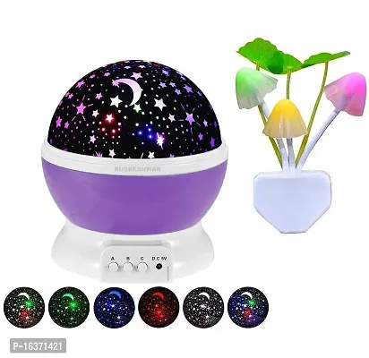 Meera's Era Romantic Sky Star Master Night Light Projector USB Lamp Led Projection Night Lamp with Energy Saving Mushroom Flower Lamp LED Night Light Colorful Automatic ON/Off Sensor (Multicolor)-thumb0