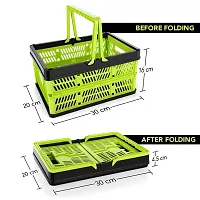 Meera's Era Plastic Shopping Basket, Folding Storage Crate, Stackable Grocery Bin Basket with Handle Used for Haul Groceries Car Trunk Storage,Multicolor(SHOPPING BASKET)-thumb4