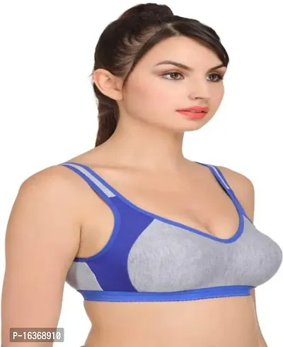 Meera's Era Women's Cotton Blend Sports Bra Non Padded Pack of 3(Size-40,Color-Pink,Red,Blue)-thumb3