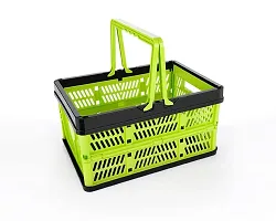 Meera's Era Plastic Shopping Basket, Folding Storage Crate, Stackable Grocery Bin Basket with Handle Used for Haul Groceries Car Trunk Storage,Multicolor(SHOPPING BASKET)-thumb2