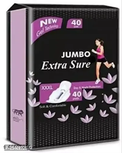 Total 40 Pads Jumbo Sanitary 100% Natural Cott maxi 320mm XXXL size For Women