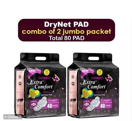 2 pcs Jumbo Sanitary 100% Natural Cott maxi 320mm XXXL size For Women Combo 80 Pads Pack Of / Total 80 Padss