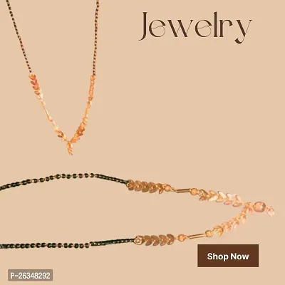Gold Plated Necklace Mangalsutra Golden Chain Pendant for Women and Girls Pendant with Black Bead Chain Mangalsutra for Women-thumb0